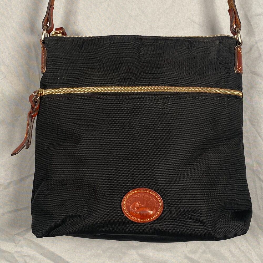 Authentic Dooney and Bourke Black Nylon and Leather Cross Body Messenger Bag - Picture 4 of 16
